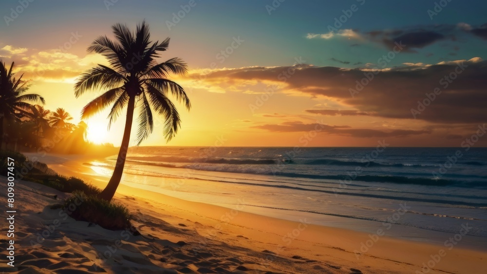 Tropical Beach Hammock Scene Background Suitable for Summer Banner Background