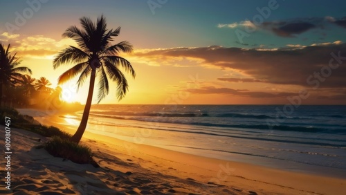 Tropical Beach Hammock Scene Background Suitable for Summer Banner Background © sanstudio