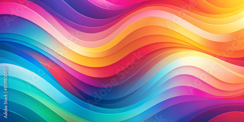 Abstract colourful flat background with wavy stripes - Generative Ai