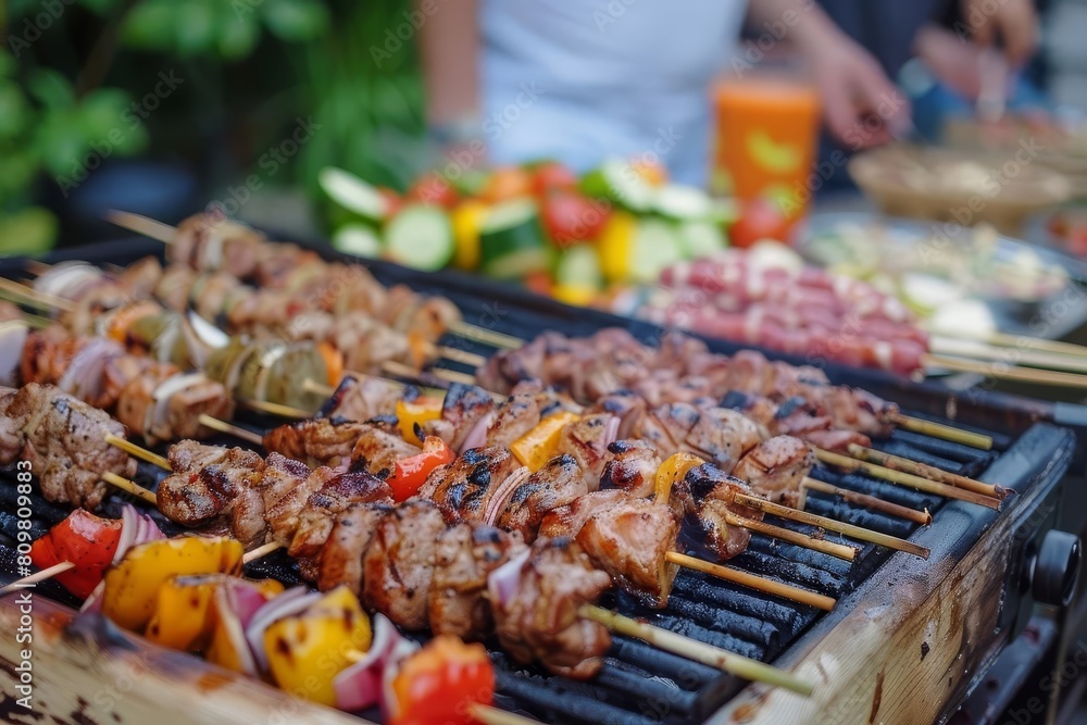 backyard feast sizzling barbecue party with grilled meats family and friends enjoying garden gathering