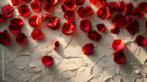 Valentines day background banner, red rose in texture background	