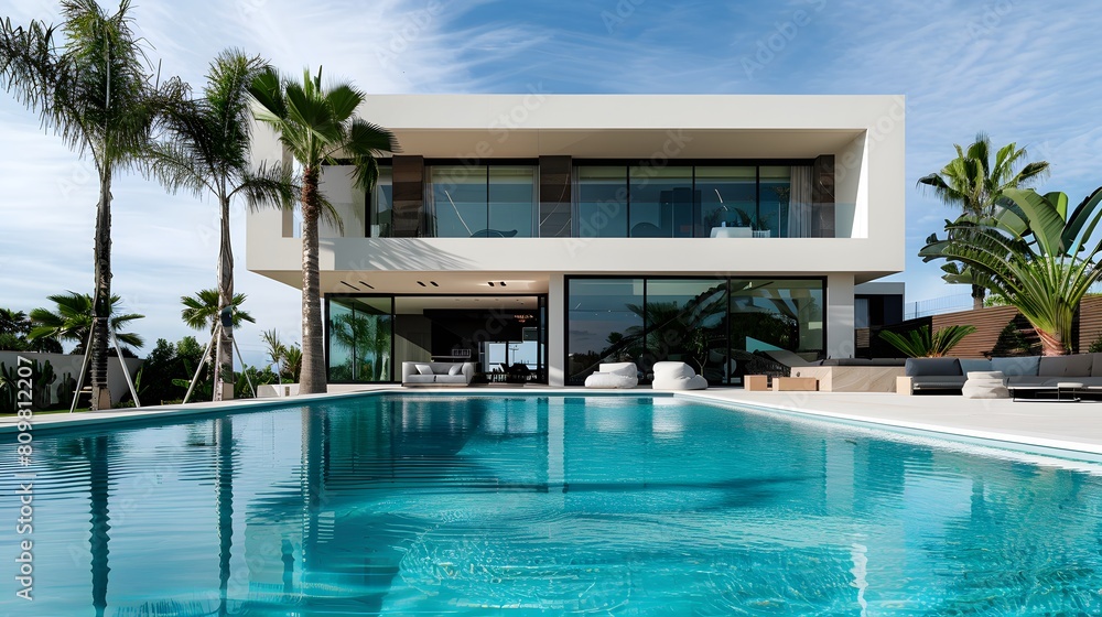 pool, hotel, swimming, water, resort, luxury, holiday, vacation, palm, summer, house