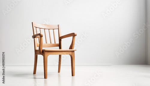 wooden chair  isolated white background  copy space for text 