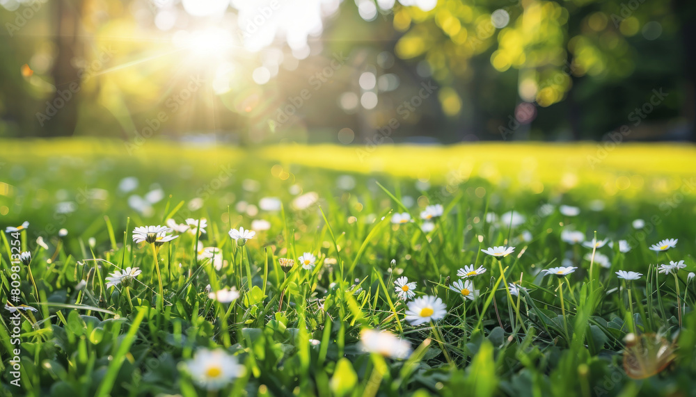 Fototapeta premium spring meadow with dandelions