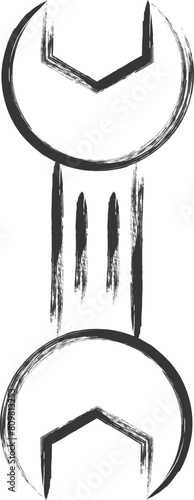工具関連の筆書き単品イラスト　レンチ