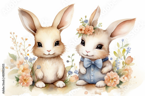 cute cartoon bunny on background