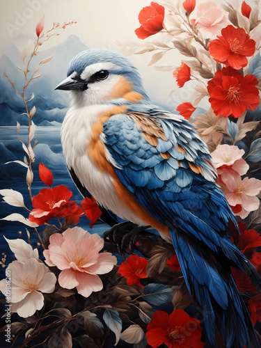 Elegant beautiful watercolor bird background for art design © Александр Ковалёв