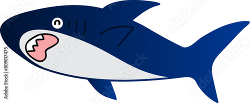 cute shark cartoon art  sea animal