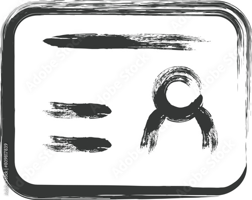 ビジネス関連の筆書き単品イラスト　身分証