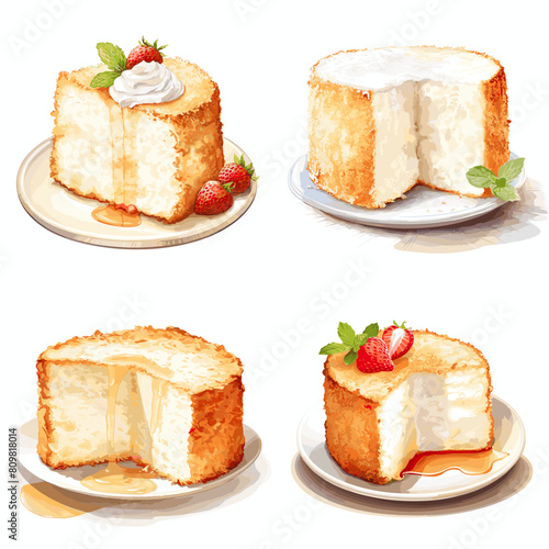 Sweet souffle dessert traditional French cuisine isolated watercolor