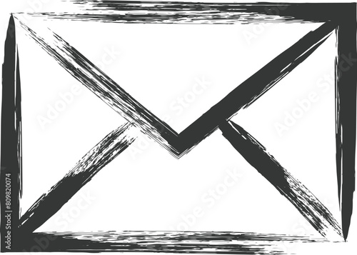 ビジネス関連の筆書き単品イラスト　メール