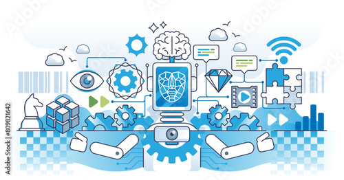 RAG retrieval augmented generation for correct response outline concept, transparent background. Searching external internet data for precise and advanced artificial intelligence answer illustration.