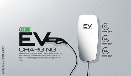 Electric Car Charger. EV Charging Station Banner Vector