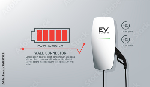 Electric Car Charger. EV Charging Station Banner Vector