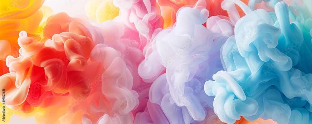 Fototapeta premium Colorful, abstract decals for nursery walls, resembling soft explosions, perfect for sparking little imaginations