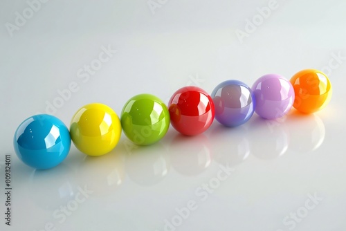 Balls of different colors are arranged in a straight line.