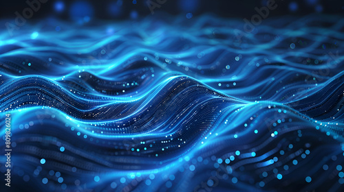 A vibrant blue abstract background with flowing waves of light, Abstract shiny blue color wave background with light effect, blue business background