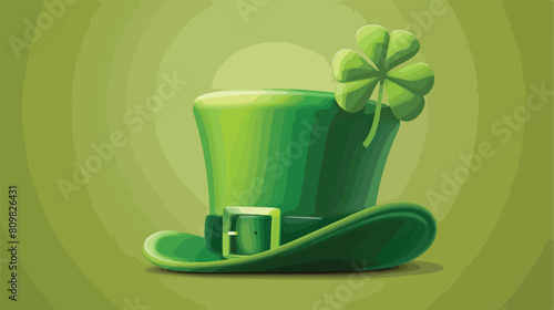 Leprechaun hat with clover isolated icon Vector illustration