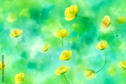 A seamless meadow of watercolor buttercups