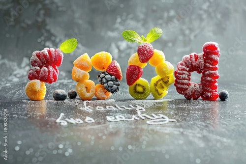 Vibrant Assorted Fruit Gummies with Powdered Sugar Sprinkle photo