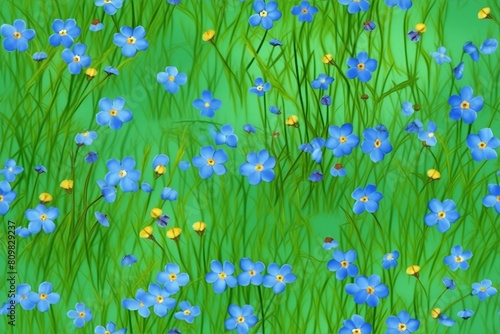 Watercolor tiny blue flowers seamless pattern