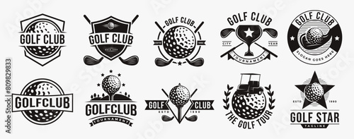 Set of vintage badge emblem Golf club, golf tournament logo vector icon on white background