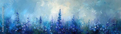 Abstract painting. Blue and purple flowers. Delicate and airy. Perfect for any room in your home.