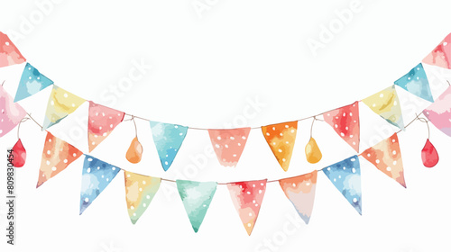 Watercolor silhouette of decorative flags party with