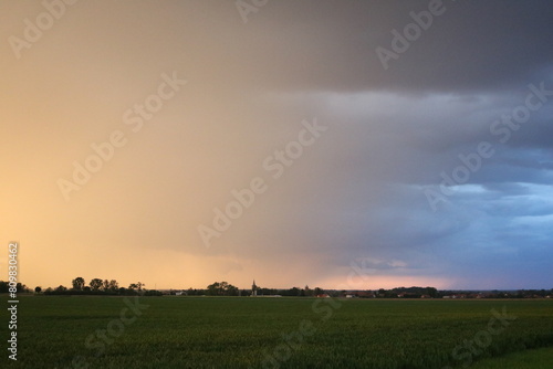 Sunset over the field.