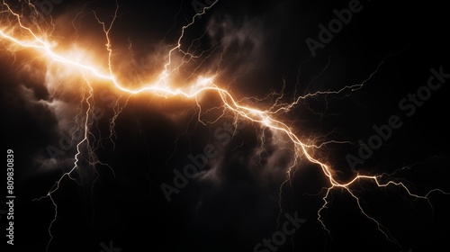 Intense Lightning Bolts Illuminating the Night Sky During a Thunderstorm