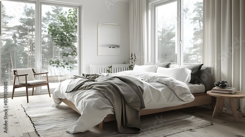 Scandinavian style interior design of modern bedroom © Jing
