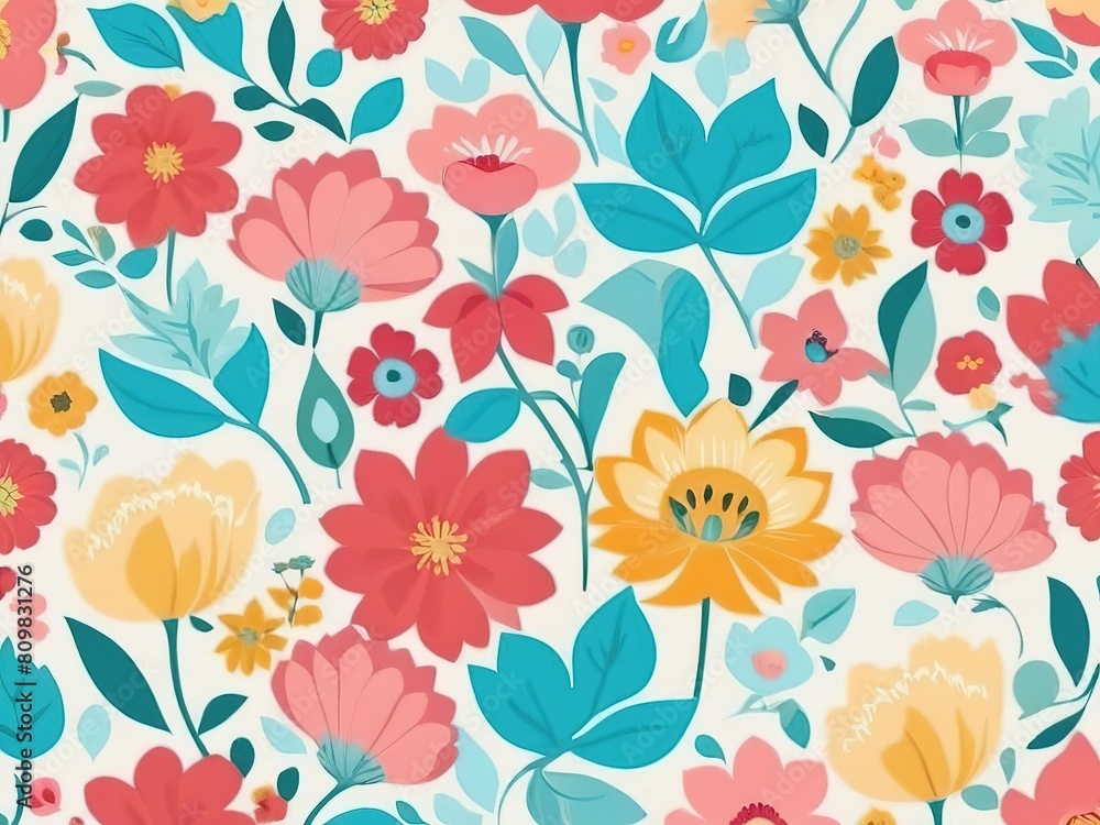 Flower Seamless pattern Scandinavian style floral rectangular. beautiful watercolor Flower Seamless pattern Scandinavian style floral rectangular. beautiful watercolor