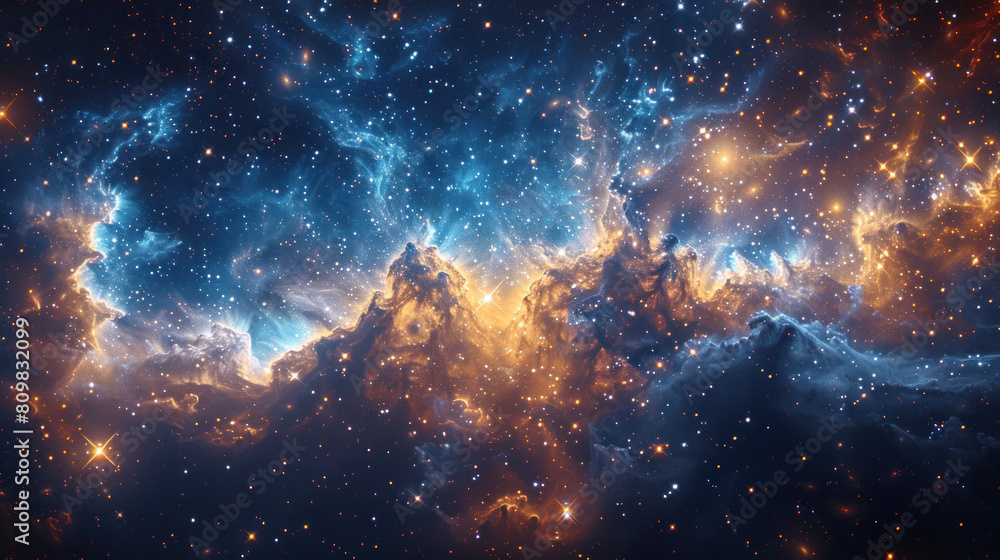 Fototapeta premium A tapestry of stars woven into the fabric of existence, each one a beacon of light guiding us on our spiritual journey through the night.