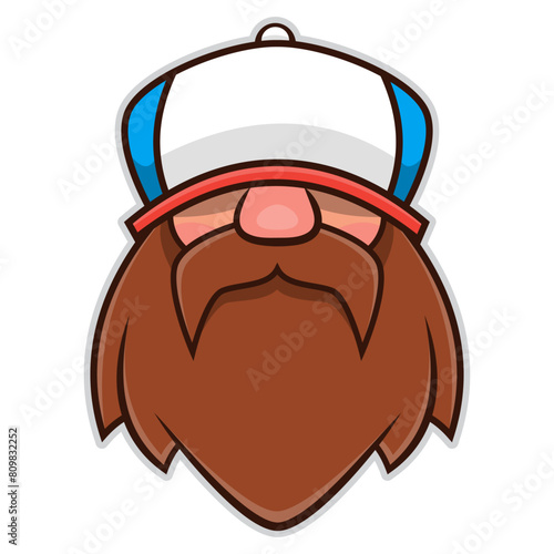 Bearded Man Face cartoon characters wearing trucker cap. Best for badge, logo, mascot, and sticker with transportation or fashion themes