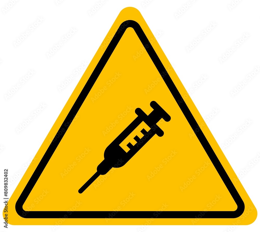 Syringe warning sign background vector Syringe warning sign background vector