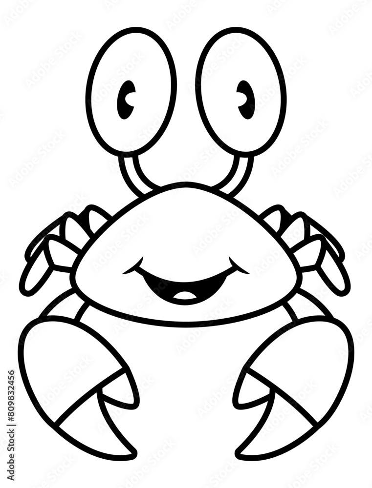 Big Crab cartoon characters with its claw. Best for outline, logo, and coloring book for seafood restaurant or summer themes Big Crab cartoon characters with its claw. Best for outline, logo, and coloring book for seafood restaurant or summer themes