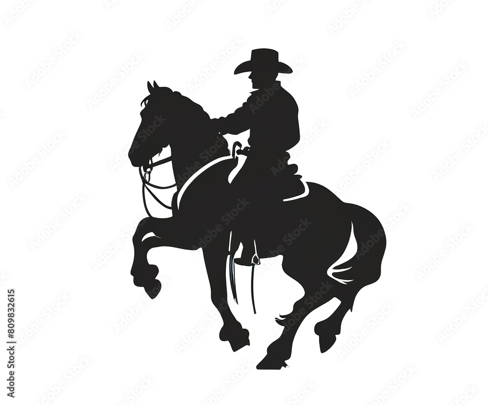 Fototapeta premium Cowboy silhouette riding a horse. Isolate background
