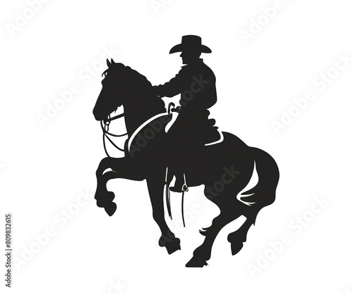 Cowboy silhouette riding a horse. Isolate background 