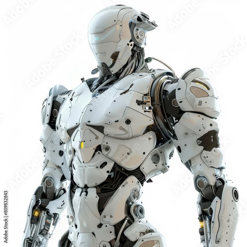 A futuristic robot ensemble, engineered for advanced tasks and operations, model isolated white background photo