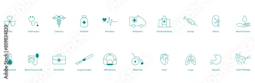 Extensive Medical Diagnostics and Emergency Services Icon Collection