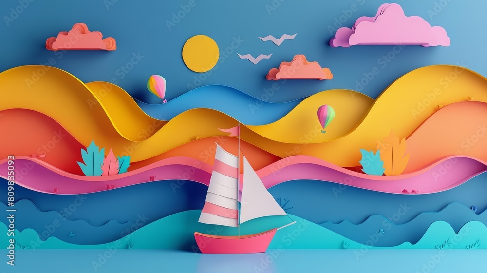 Creative colorful paper art of innovation in paper art styles, designed as a colorful banner