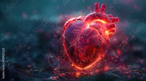 A human heart. Explore the symbolic and physiological significance of this vital organ while adding a touch of sophistication. photo