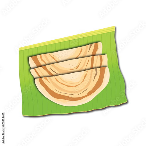 Crispy South indian dosa in banana leaf