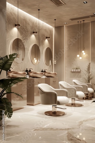 Interior of a bright and modern beauty salon generated AI