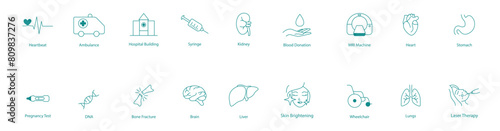 Emergency Services and Comprehensive Organ Health Vector Icon Collection