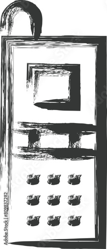 ビジネス関連の筆書き単品イラスト　携帯電話