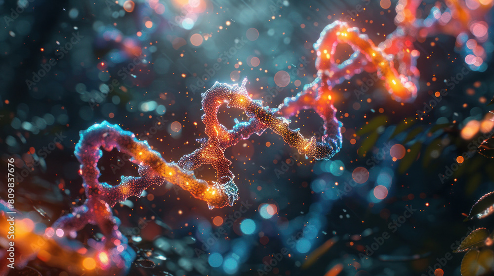 Science with a template featuring vibrant DNA molecules, representing the marvels of genetic code and the complexities of life itself. Science with a template featuring vibrant DNA molecules, representing the marvels of genetic code and the complexities of life itself.