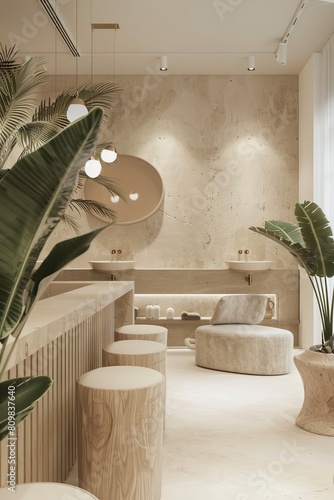 Interior of a bright and modern beauty salon generated AI
