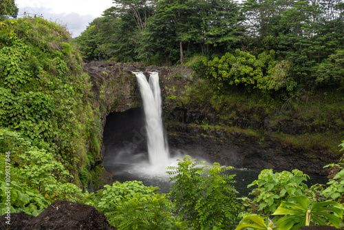 waterfall in the forest Rainbow fall at Big Island Hawaii