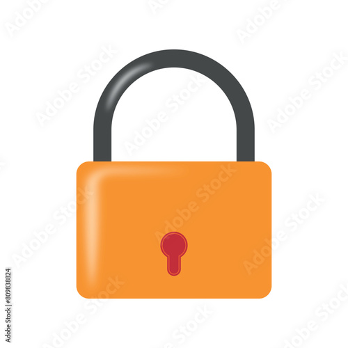 3d Lock and shield with checkmark and password icon. Security protection concept. Data protection, private access. Minimal cartoon yellow padlock with shield isolated on white background.